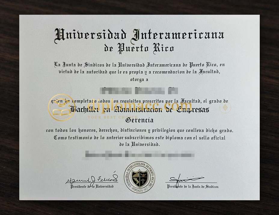 Universidad Interamericana de Puerto Rico diploma
